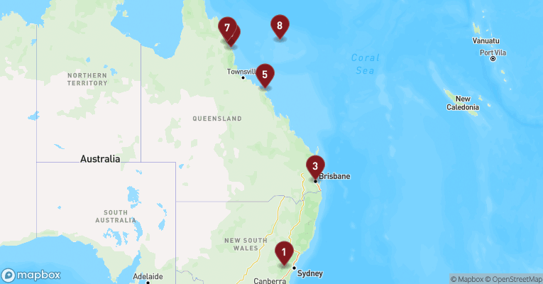 Kort over Australien & Oceanien fra Sydney med Celebrity Edge