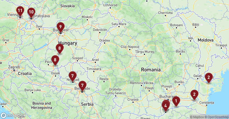Kort over Donau fra Oltenita med MS L'Europe