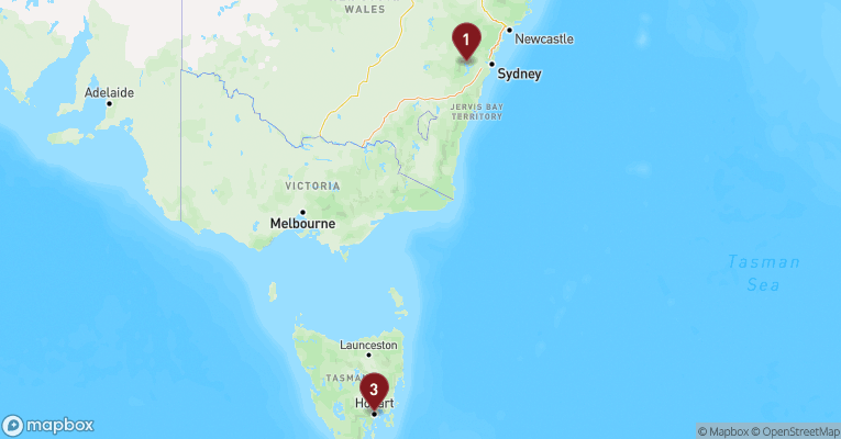 Kort over Australien & Oceanien fra Sydney med Norwegian Spirit
