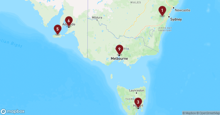 Kort over Australien & Oceanien fra Sydney med Norwegian Spirit