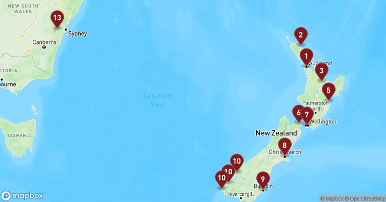 Kort over Australien & Oceanien fra Auckland med Celebrity Edge
