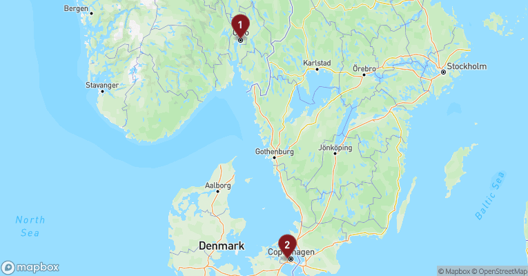 Kort over Norge fra Oslo med MSC Magnifica