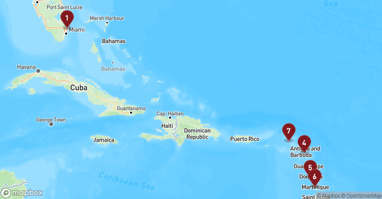 Kort over Caribien & Bahamas fra Fort Lauderdale med Celebrity Eclipse