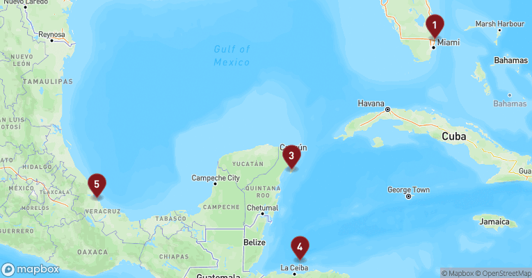 Kort over Caribien & Bahamas fra Fort Lauderdale med Celebrity Silhouette