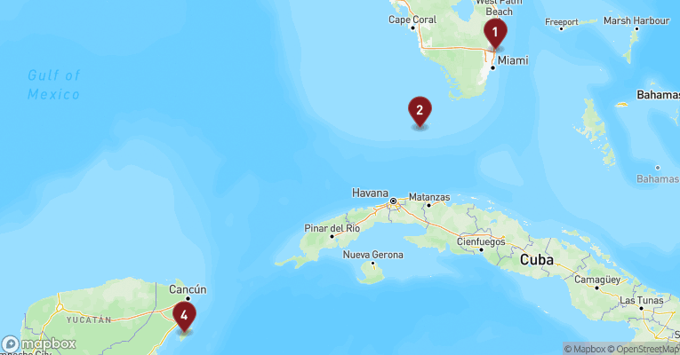 Kort over Caribien & Bahamas fra Fort Lauderdale med Celebrity Eclipse