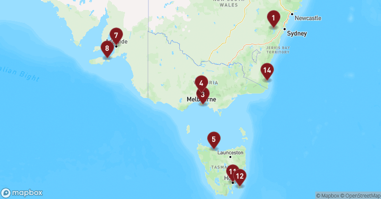 Kort over Australien & Oceanien fra Sydney med Noordam