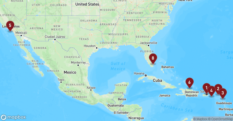 Kort over Caribien & Bahamas fra San Juan, Puerto Rico med EXPLORA III