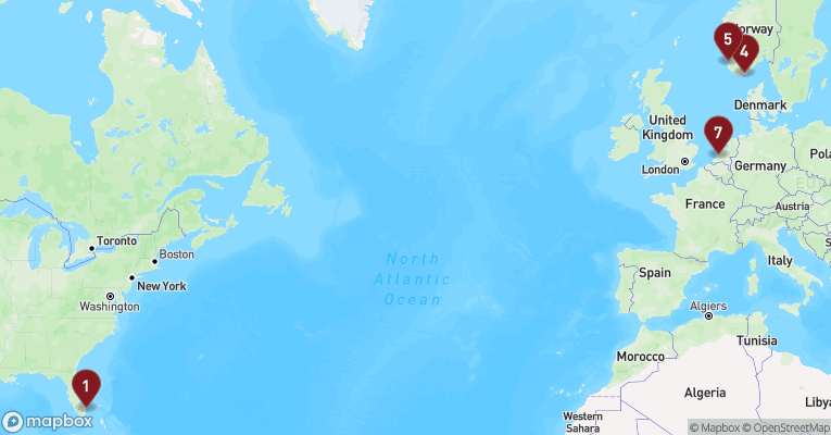 Kort over Norge fra Rotterdam med Rotterdam