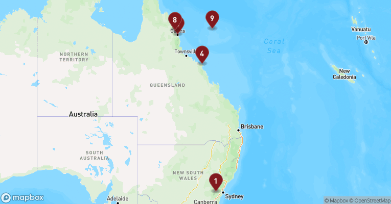 Kort over Australien & Oceanien fra Sydney med Celebrity Edge