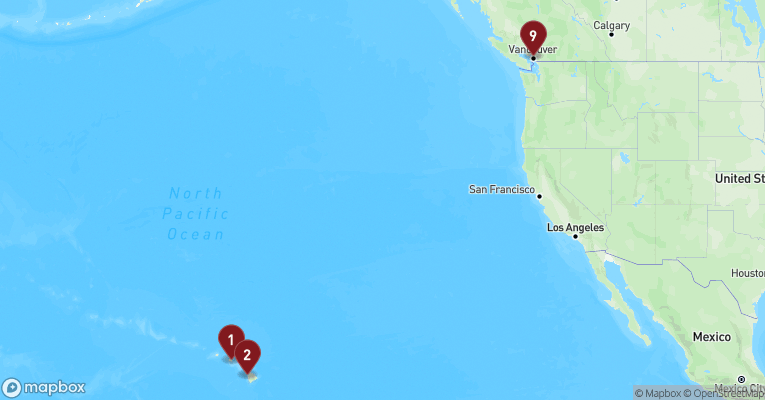 Kort over Hawaii fra Honolulu - Hawaii med Celebrity Edge