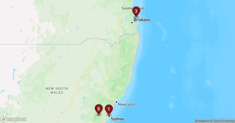 Kort over Australien & Oceanien fra Sydney med Carnival Adventure