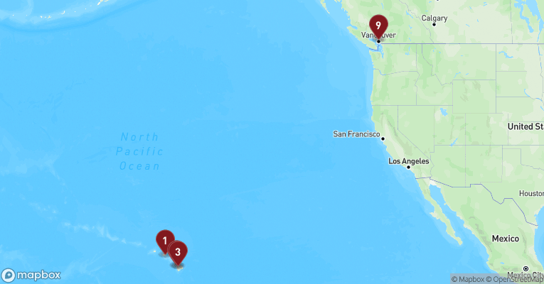 Kort over Hawaii fra Honolulu - Hawaii med Celebrity Edge