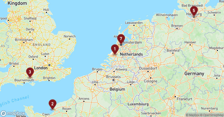 Kort over Øvrige Nordeuropa fra Rotterdam med MSC Preziosa
