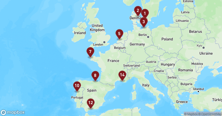 Kort over Øvrige Nordeuropa fra København med MSC Magnifica