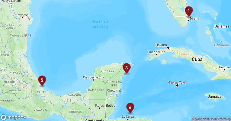 Kort over Caribien & Bahamas fra Fort Lauderdale med Celebrity Silhouette
