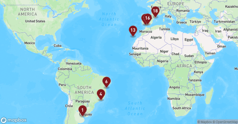 Kort over Positionskrydstogt fra Buenos Aires med Celebrity Equinox