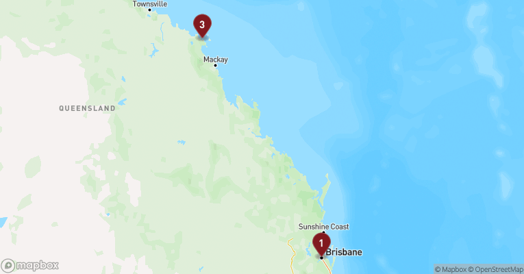 Kort over Australien & Oceanien fra Brisbane med Carnival Luminosa