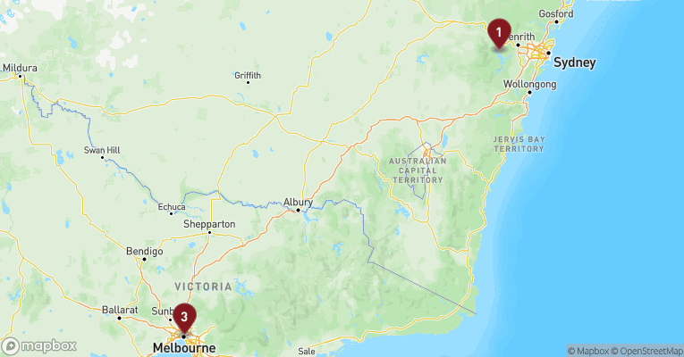 Kort over Australien & Oceanien fra Sydney med Carnival Splendor