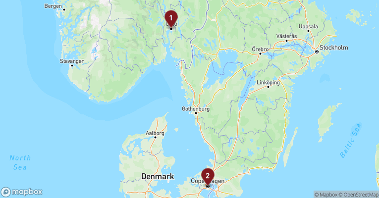 Kort over Norge fra Oslo med MSC Magnifica