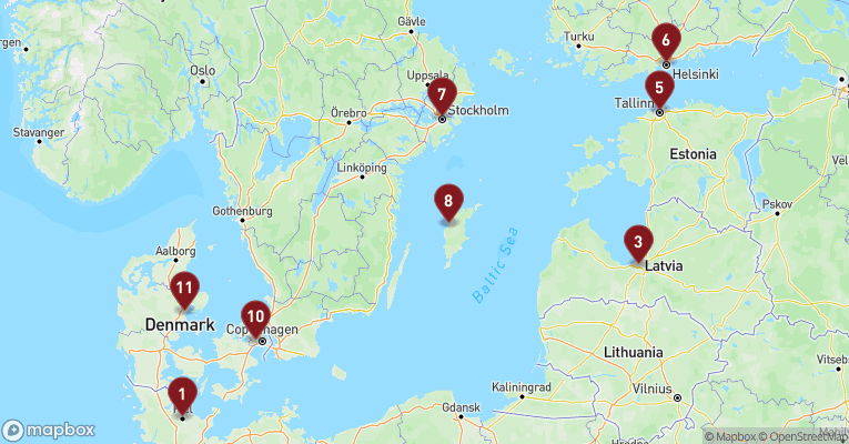 Kort over Baltikum fra Kiel med Mein Schiff 1