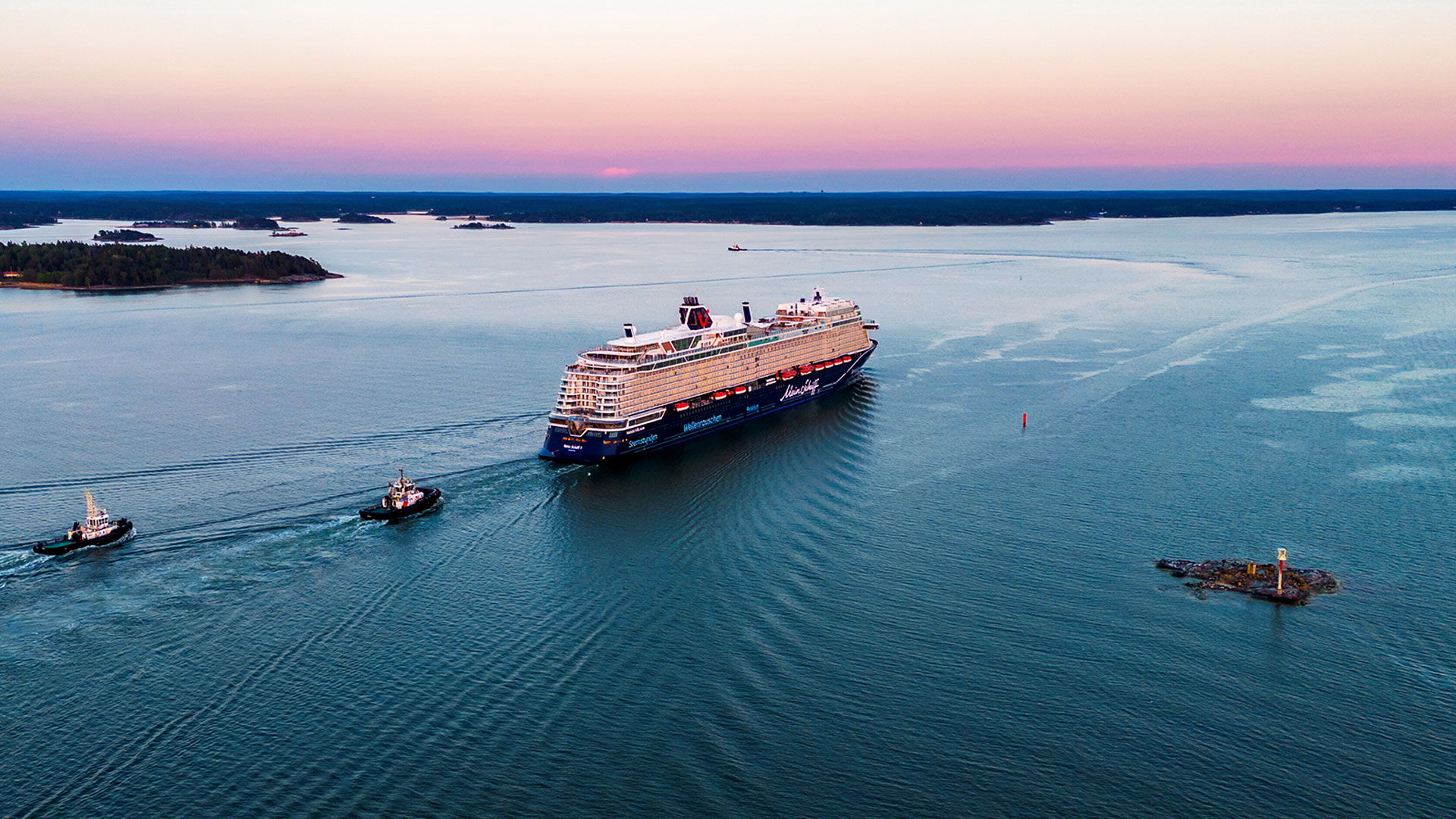 1920X1080 Mein Schiff Ariel Sunset