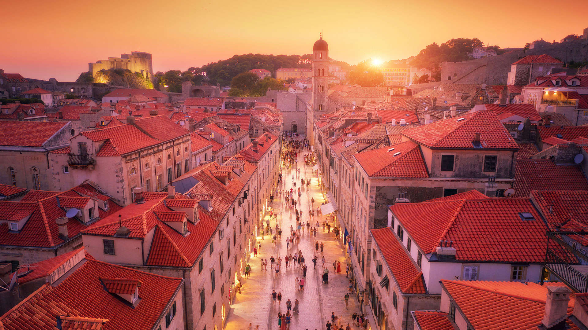 1920X1080 Dubrovnik Stradun Sunset