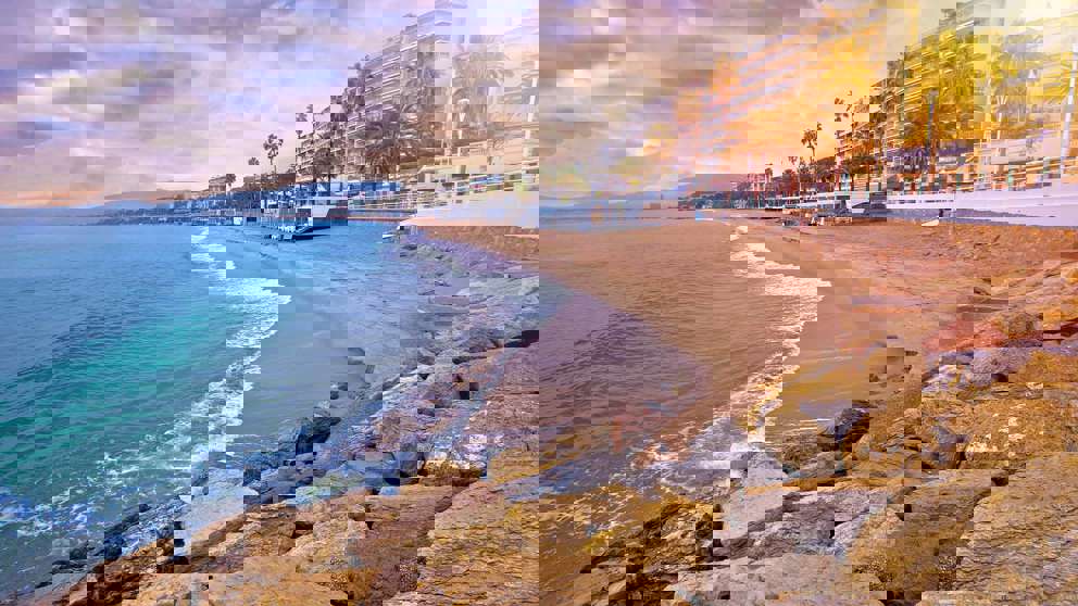 1920X1080 Cannes Strand Solnedgang