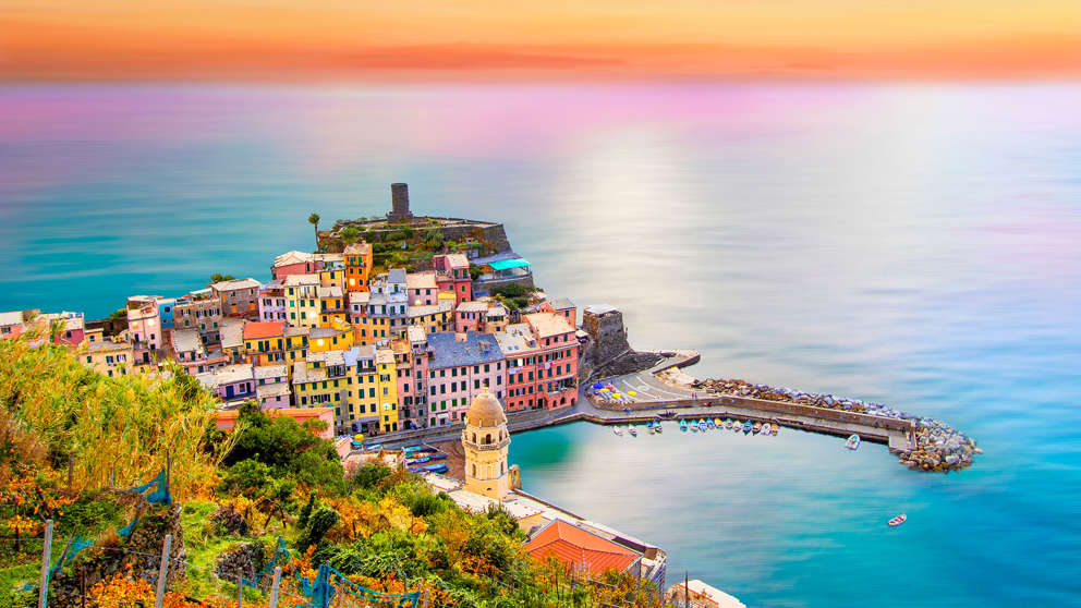 1920X1080 Colorful Sunset On Vernazza In Cinque Terre