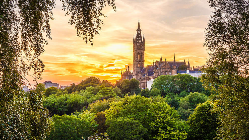 1929X1080 Glasgow University Solnedgang