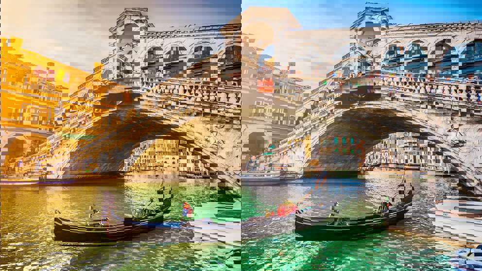 1920X1080 Venedig Rialtobroen Gondol