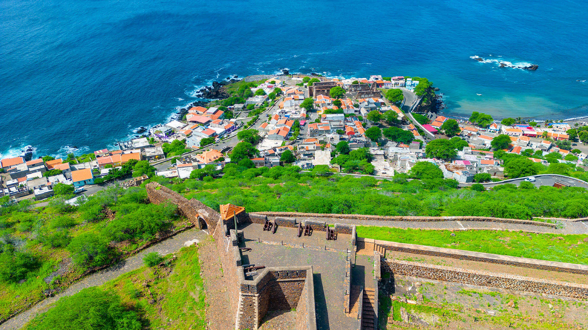 1920X1080 Cidade Velha Sao Filipe Royal Fortress Aerial Shutterstock 2369626319