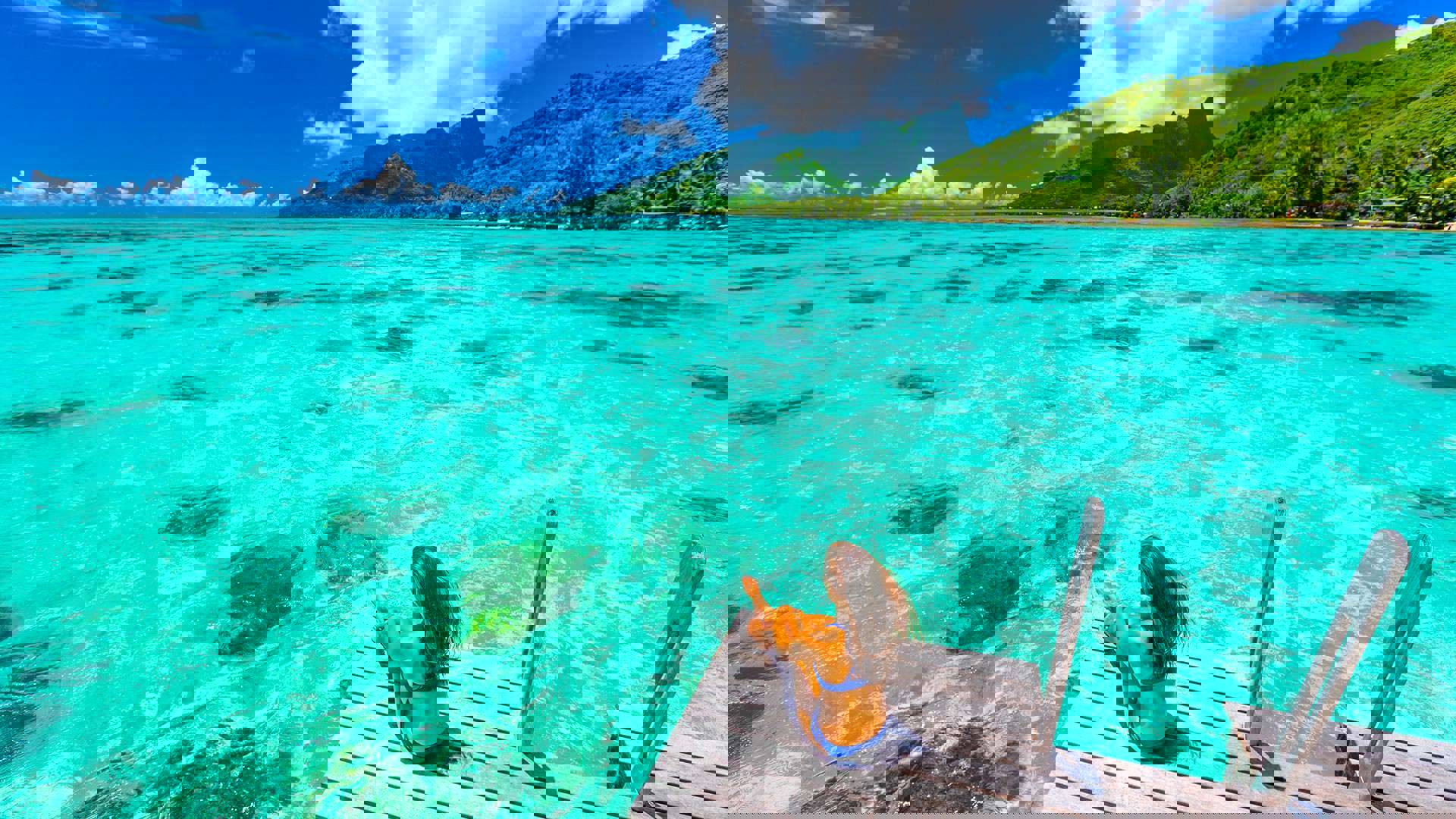 1920X1080 Polynesien Pige Ved Vand